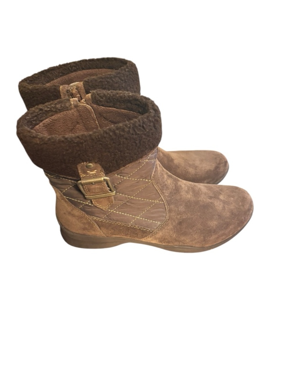 Earth Origins Womens Pinnacle Ankle Boots Booties Brown Suede Faux Fur Zip 9B - Picture 2 of 8